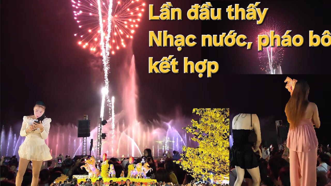 Hàng ngàn người đi xem Lần đầu tiên tại Rạch Giá trình diễn nhạc nước kết hợp pháo hoa