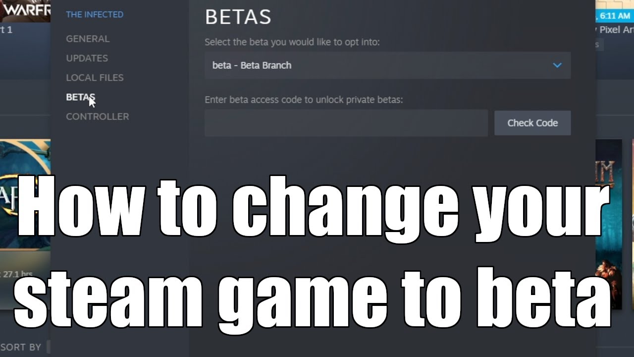 How to change a game to beta branch on steam