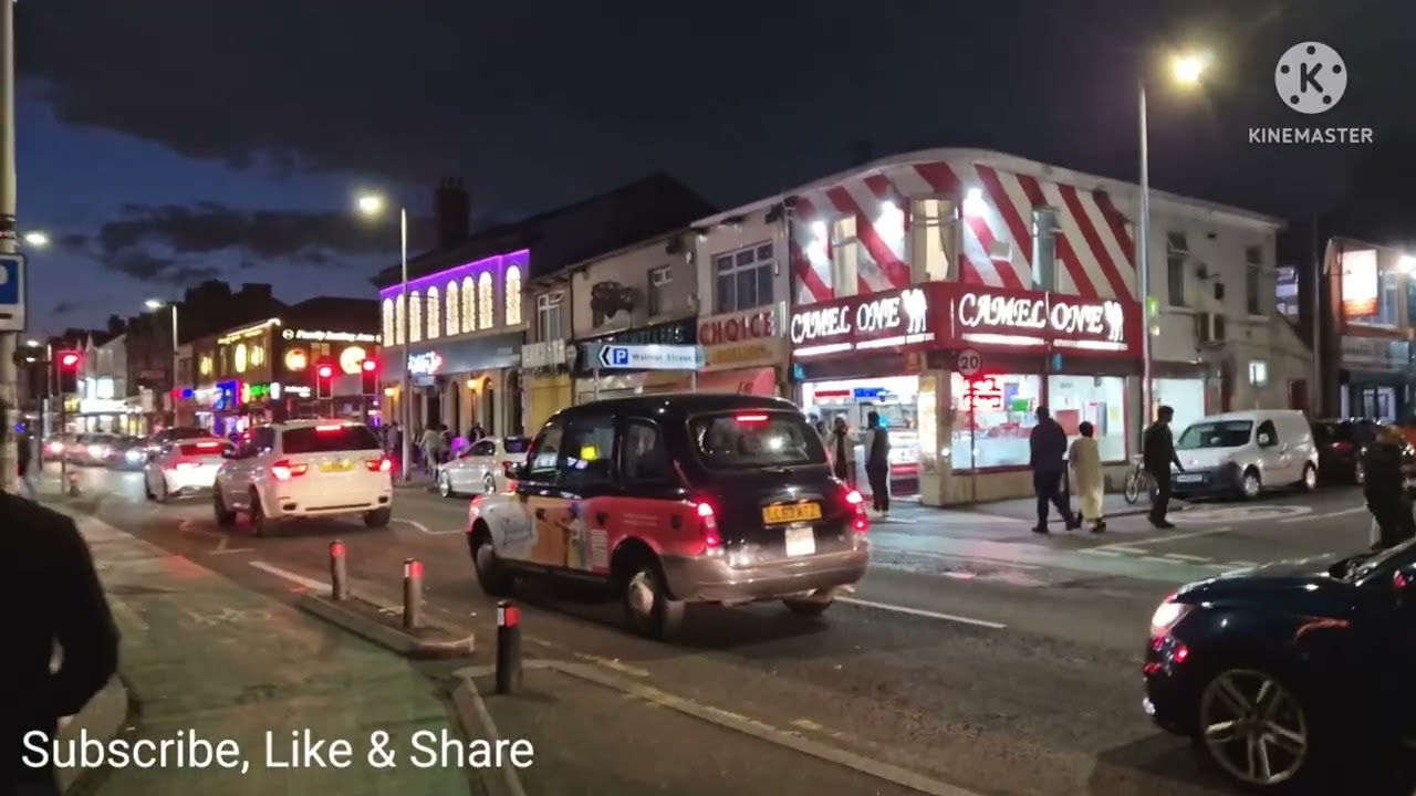 Wilmslow Road in Manchester, England - UK - On Busy Saturday Night
