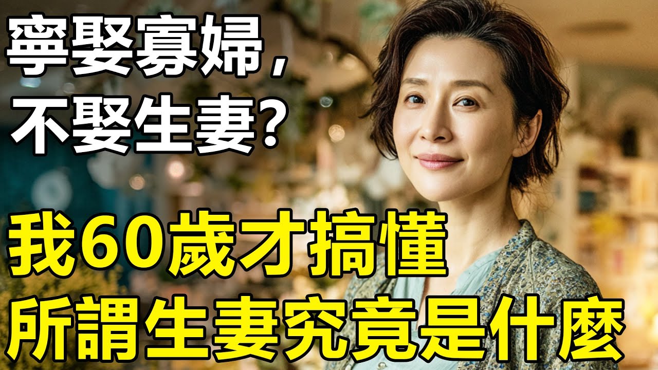 為何會說「寧娶寡婦，不娶生妻？我60歲才搞懂：所謂生妻」究竟是什麽意思！【養老|情感|幸福生活|生活】