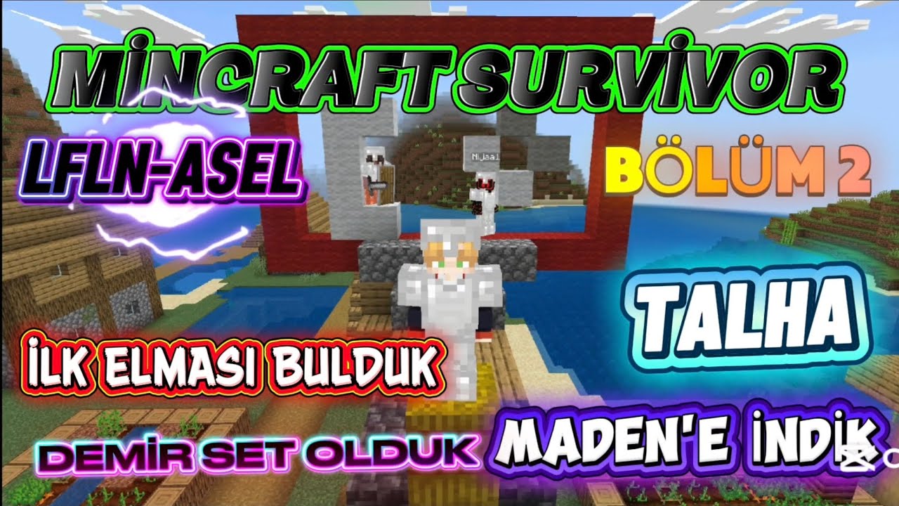 MİNECRAFT SURVİVOR BÖLÜM 2!!! MADEN'E İNDİK!! İLK ELMASIMIZI BULDUK !!! DEMİR SET ÇEKTİK!!@LFLN-ASEL