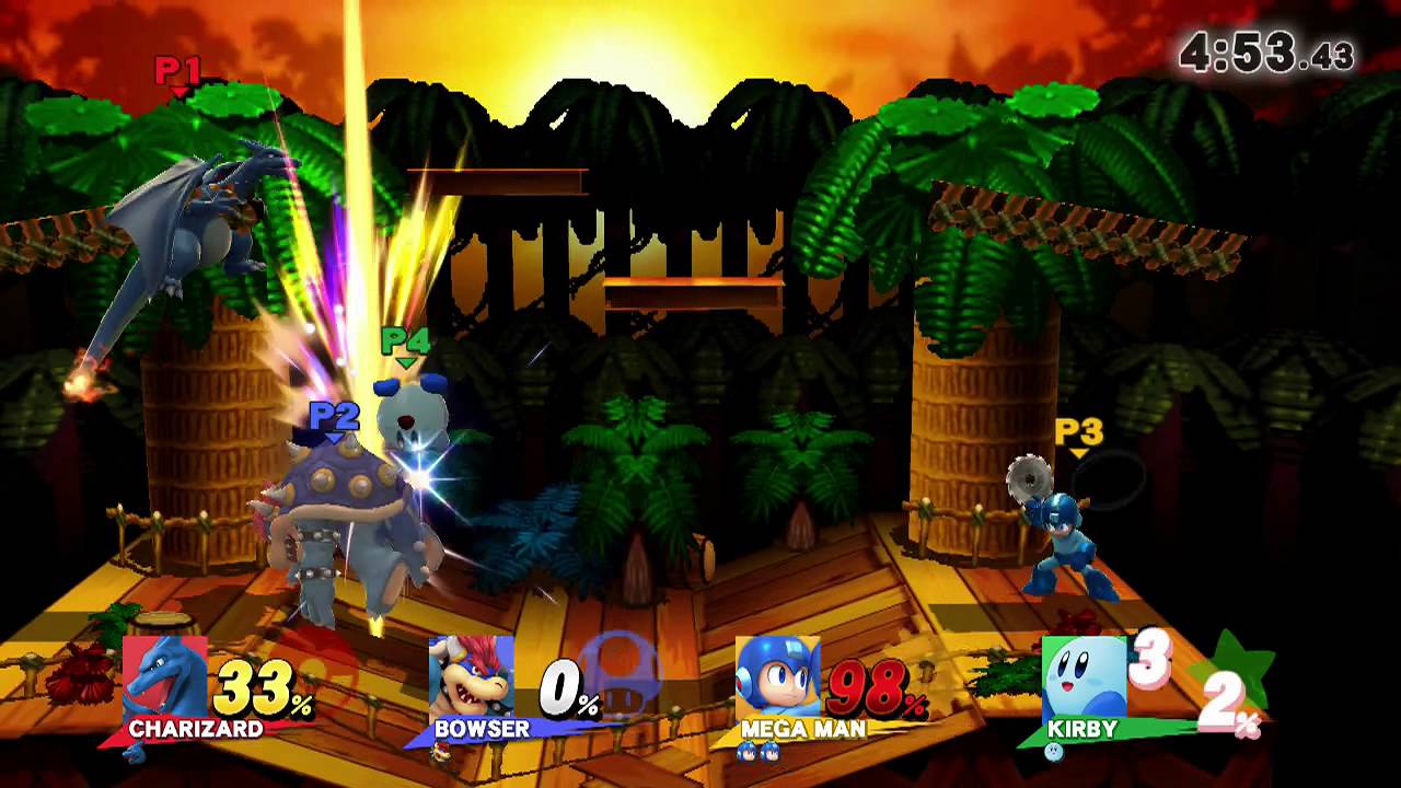 FFA Match Karnian (Charizard) Capt W (Bowser) FTWhite (Megaman) Pouch (Kirby)