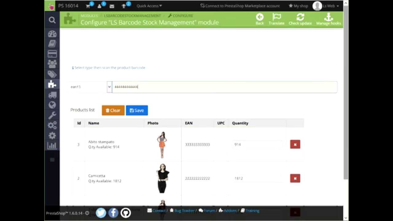 LS Barcode Stock Management - module for Prestashop - manage inventory/stock using barcode.