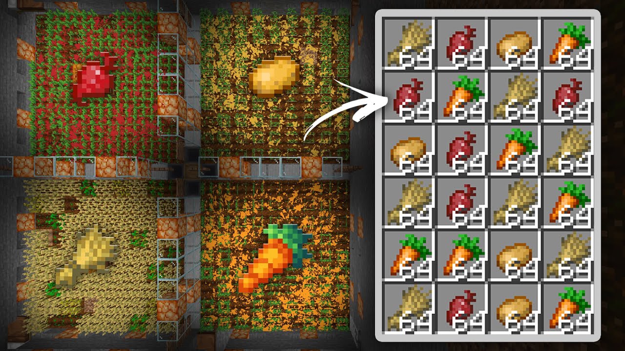 A MELHOR FARM DE CENOURA, BATATA, TRIGO e BETERRABA AUTOMÁTICA! - Minecraft Hardcore