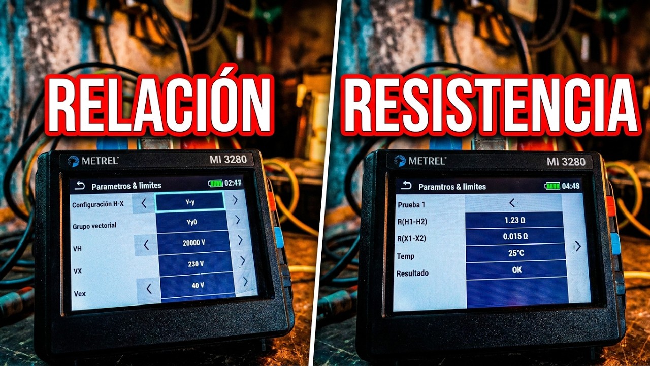 MANEJO EQUIPO TTR Y RESISTENCIA OHMICA DE DEVANADOS TRIFISICO MODELO MI3280 MARCA METREL
