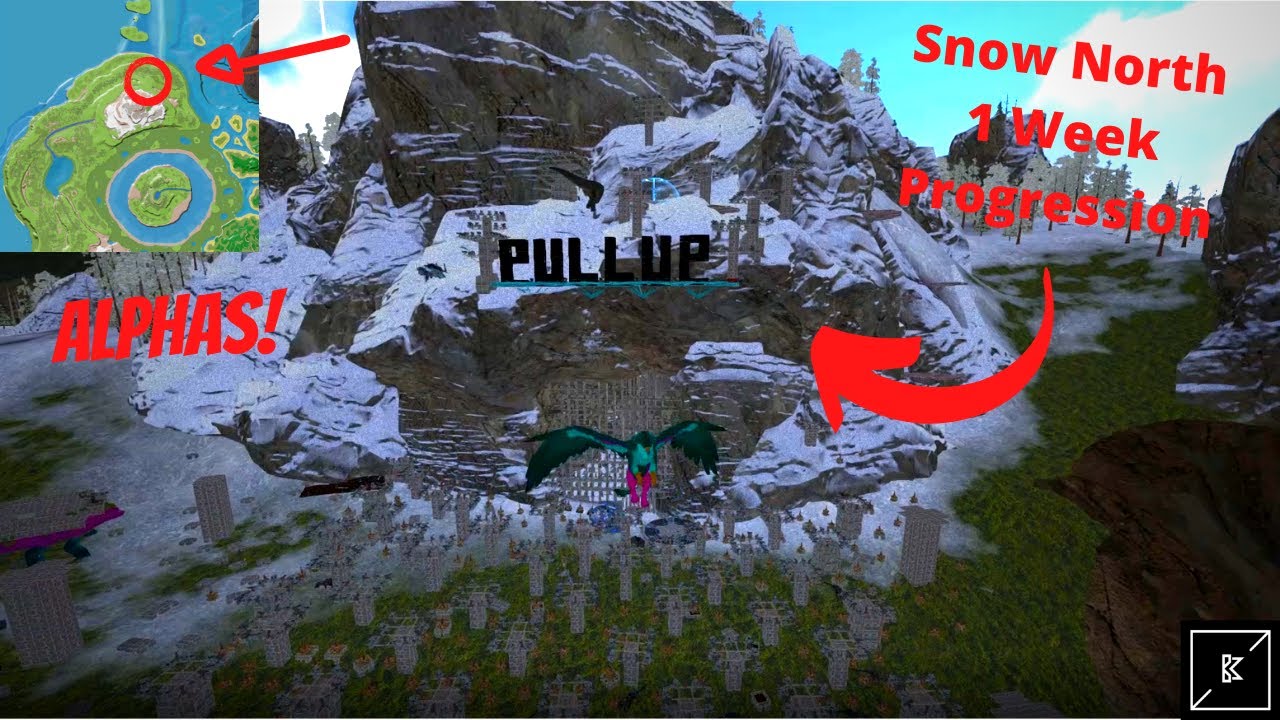 Ark Unofficial Snow North Base Tour! (Center Ice-Cave) Ark 10 man Unofficial Pvp!