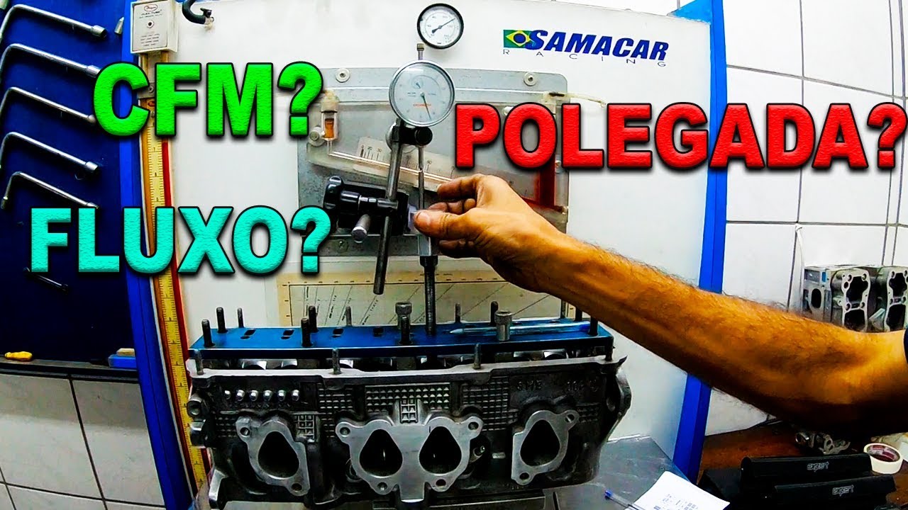 CABEÇOTE DO GTS NA BANCADA DE FLUXO (CFM, POLEGADA, FLUXO DE AR) - SAMACAR