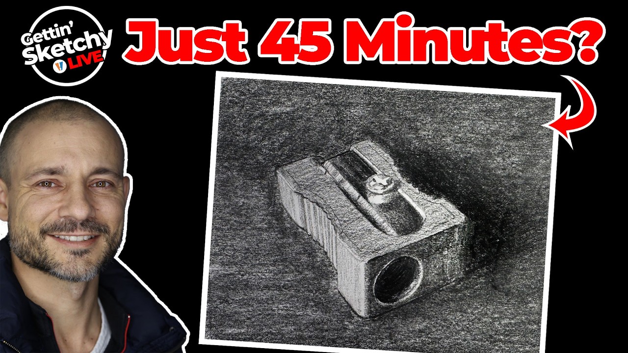 Can I Draw This LIVE in 45 Minutes? - Gettin' Sketchy - Pencil Sharpener Drawing