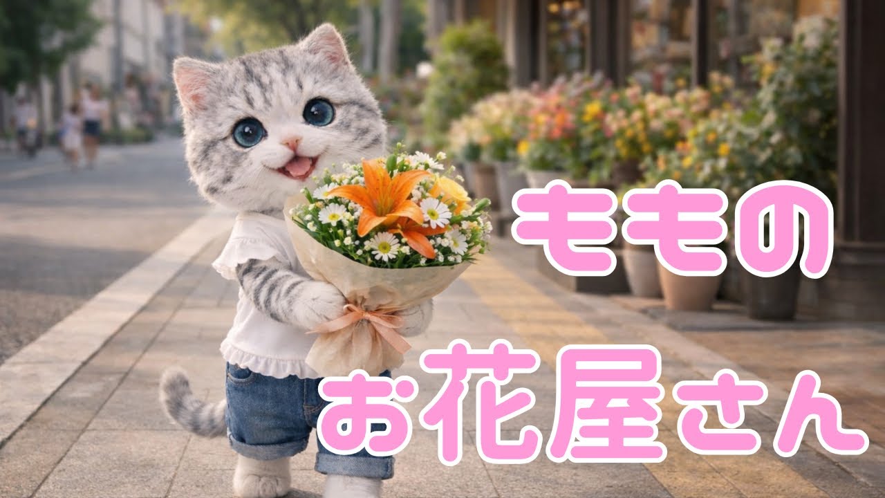 【ゆるふわ猫】🌸もものお花屋さん💐Momo’s Flower Shop 🌷お花屋さんでお手伝いするもも！【a fluffy cat Momo】