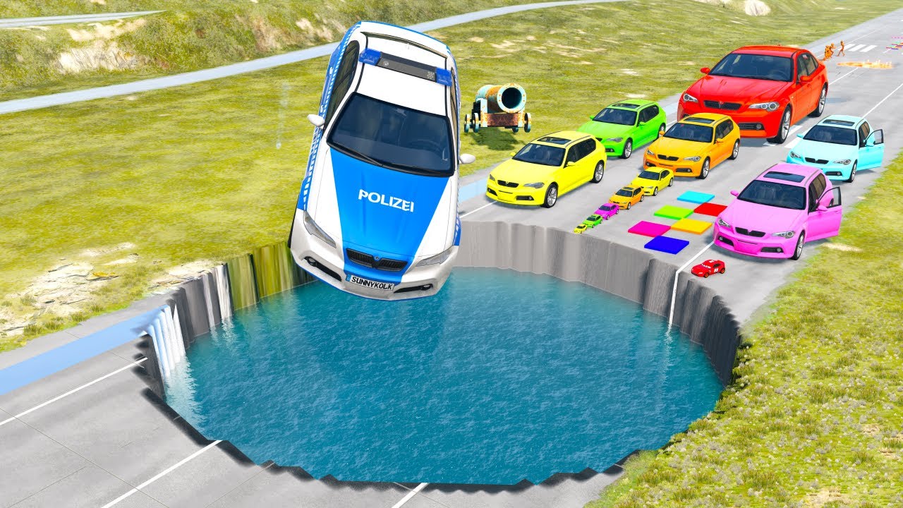 БОЛЬШИЕ И МАЛЕНЬКИЕ МАШИНКИ против ГИГАНТСКОЙ ЯМЫ #51 - BeamNG.drive Ninja BeamNG !