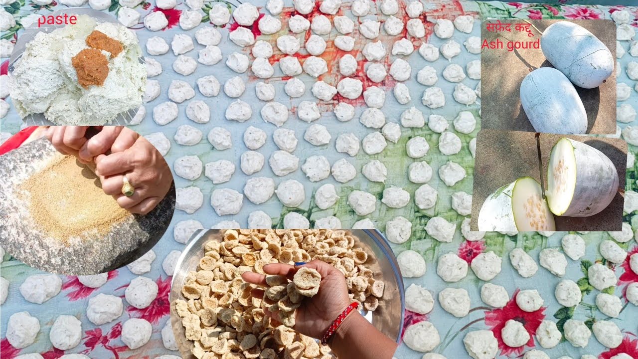 हमारे घर पर येसे बनाया जाता हे उड़द दाल और सफेद कद्दू दी बड़ी || step by step Ash gourd badi recipe