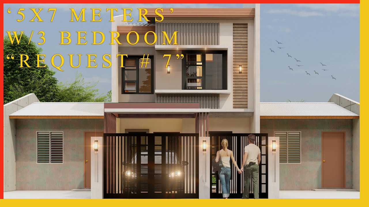 Small House Design (5x7 Meters w/ 3 Bedroom & 2 T&B)/ Request #7