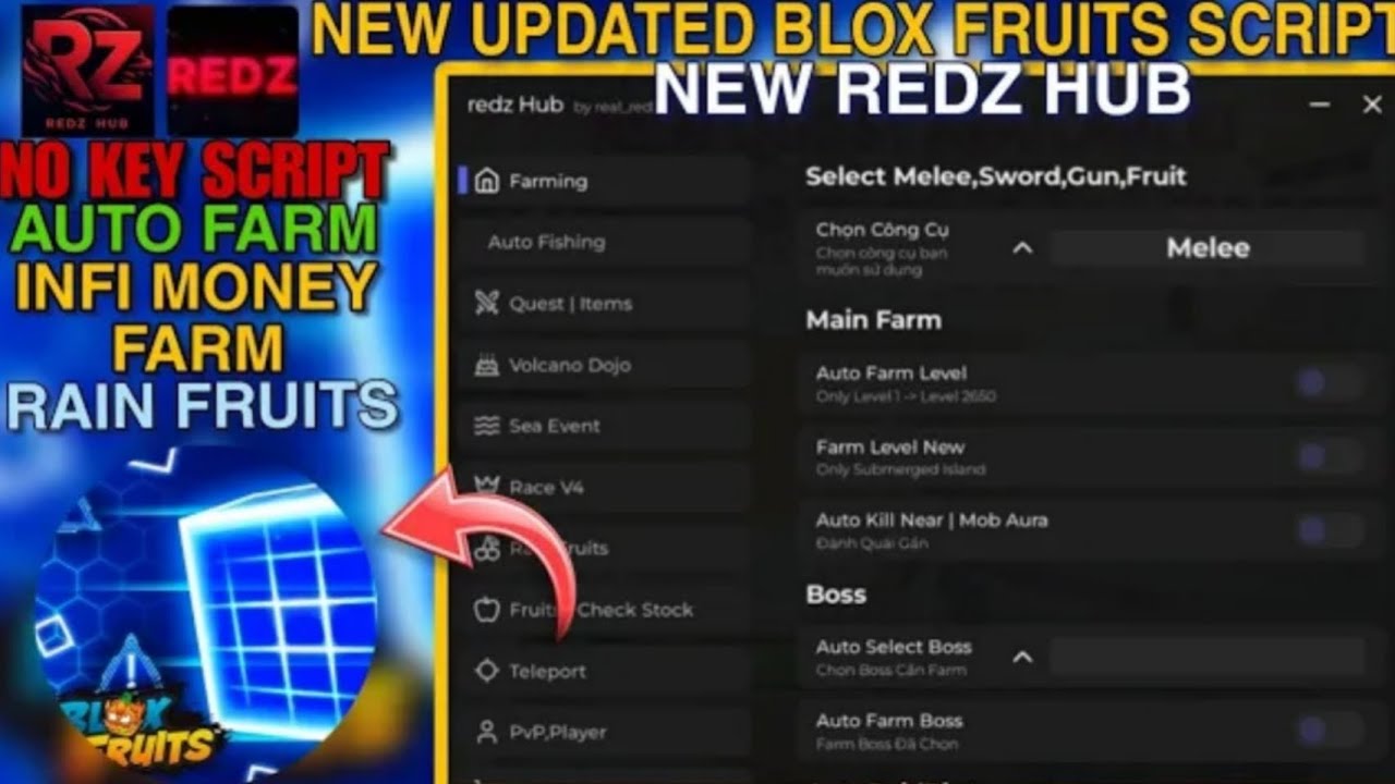 New Script redz in blox friut no key farming lvl max #bloxfruits #script 