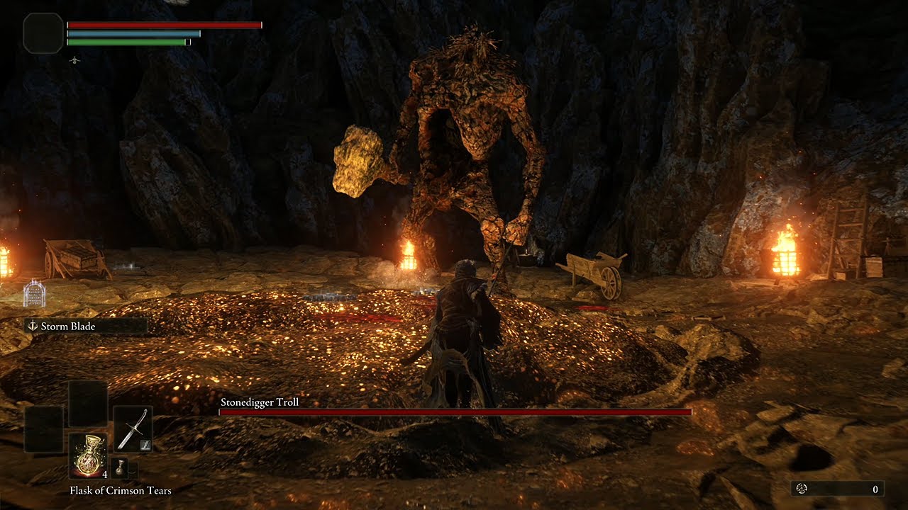 Elden Ring - Stonedigger Troll Boss Fight (No Damage) [PS5 Network Test]