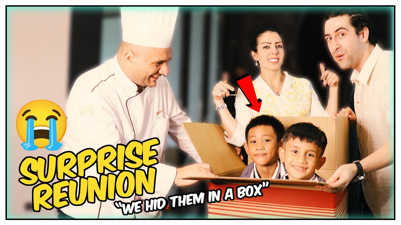 SYRIAN Chef EMOTIONAL REUNION with FILIPINA Wife & KIDS (Hid Inside The Box!) 🇵🇭