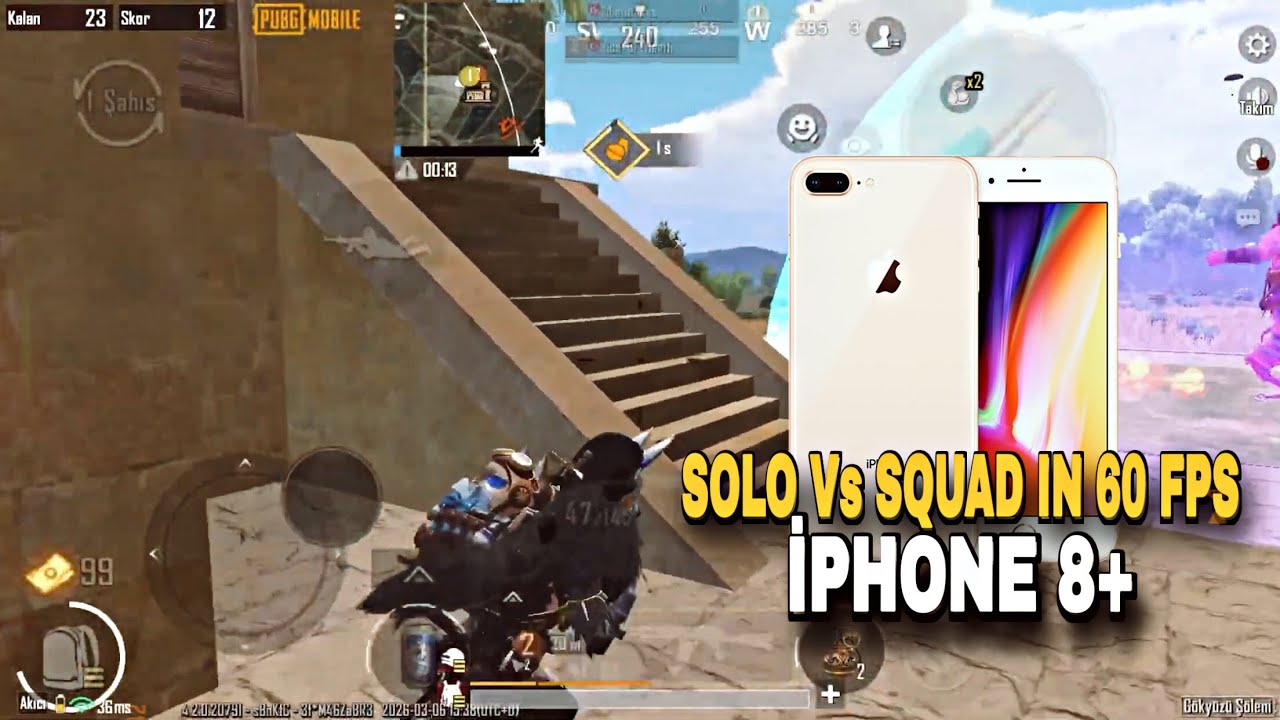 SOLO VS SQUAT 60 FPS 🔱 İPHONE 8 PLUS PUBG TEST
