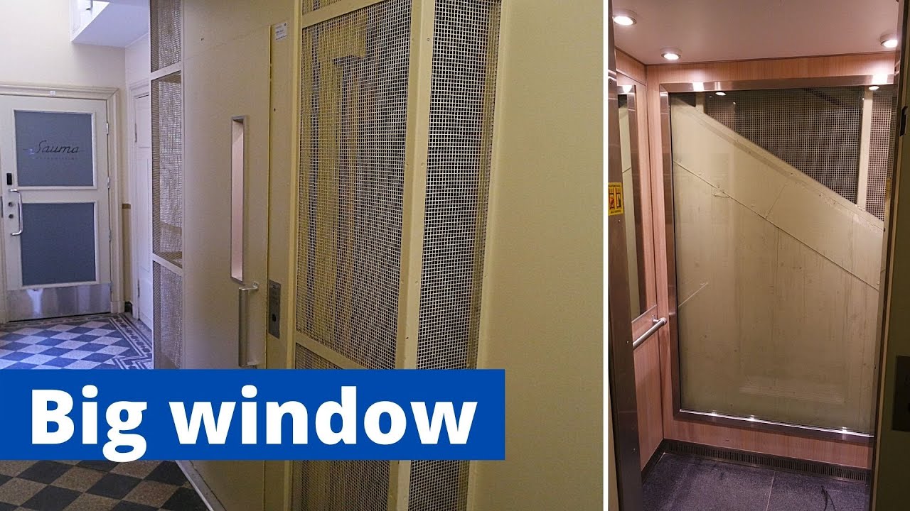 2 Beautiful 1993 KONE M glass elevators/lifts @ Bulevardi 14, Helsinki FI