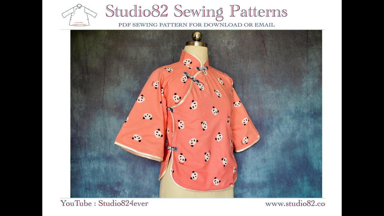 How to sew  flat cut reversed sleeves style of Cheongsam Blouse without sewing pattern