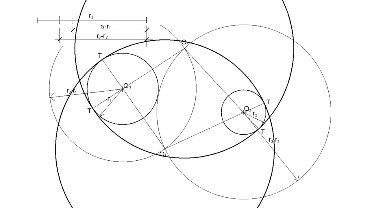 How to draw the interior tangent circles of two separate circles given its radius