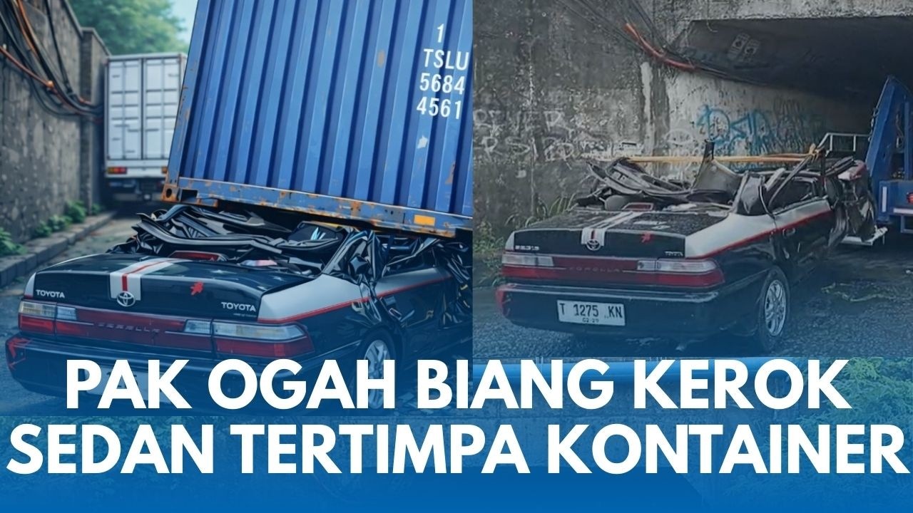 KRONOLOGI SEDAN Ditimpa Kontainer di Karawang: Pak Ogah Arahkan Truk Kontainer ke Jalan Sempit