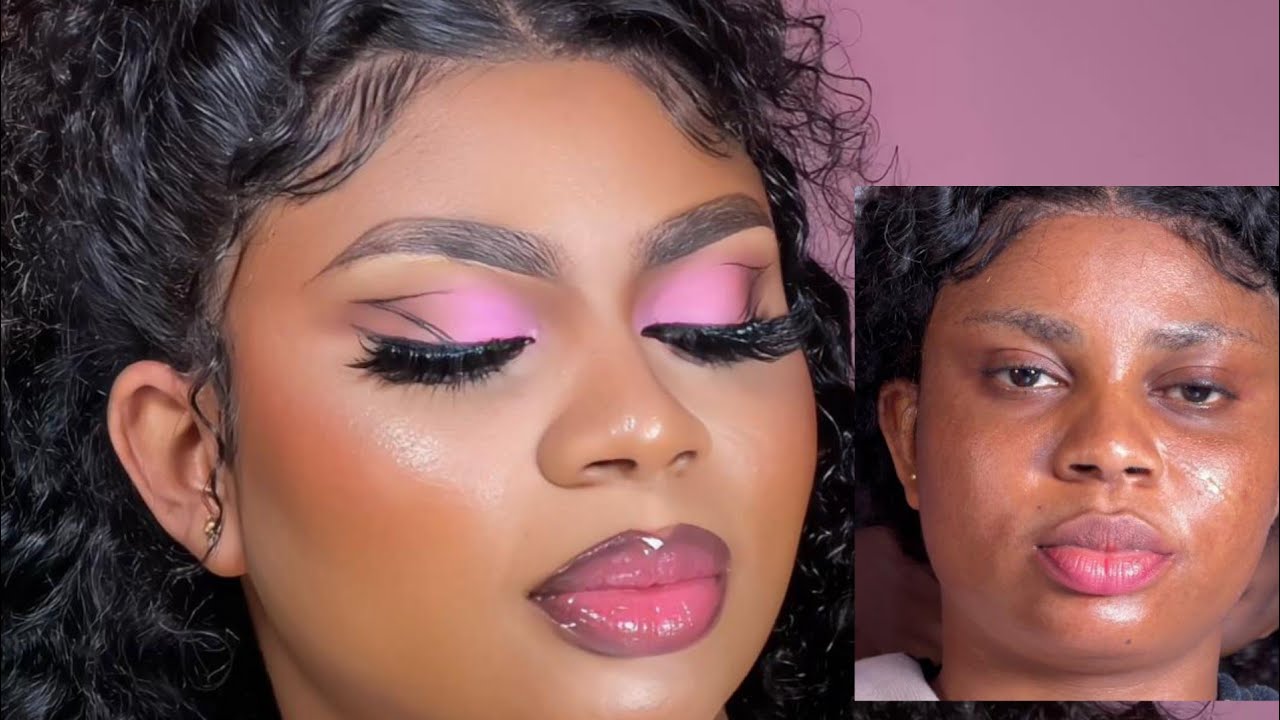 SOFT PINKY CLIENT TRANSFORMATION FULL MAKEUP TUTORIAL / EYE-SHADOW, LIP AND, EYEBROW TUTORIAL