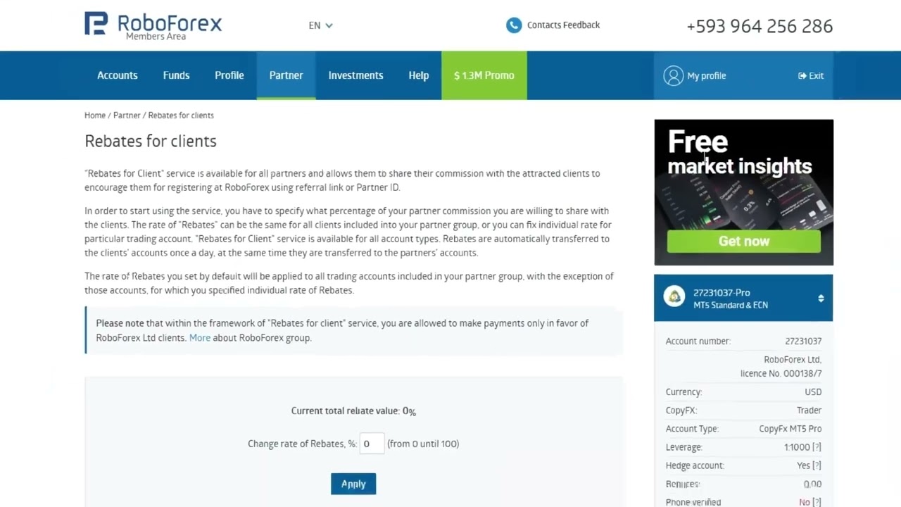 How to establish Rebates for clients via Desktop | RoboForex PH