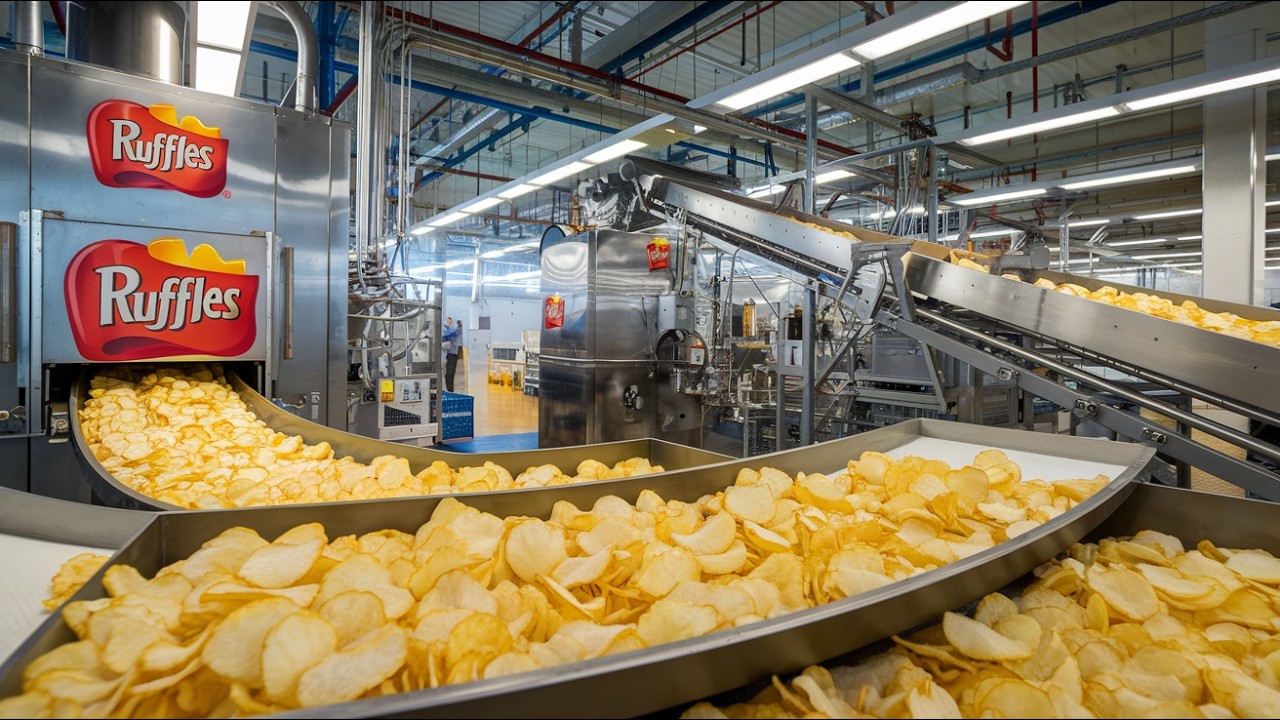 How Ruffles Chips are made in a food factory with Modern food technology