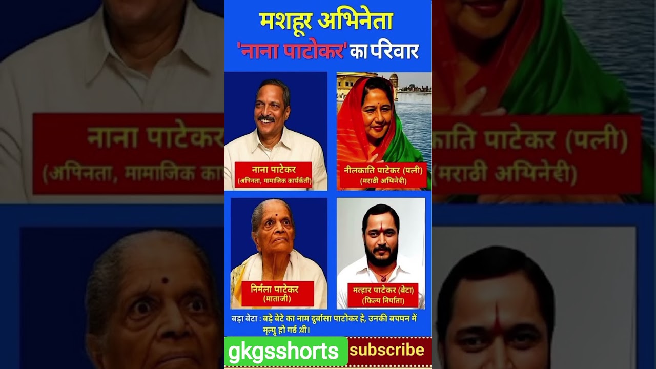 मशहूर अभिनेता नाना पाटेकर का परिवार ❗Family of Famous Actor Nana Patekar👈