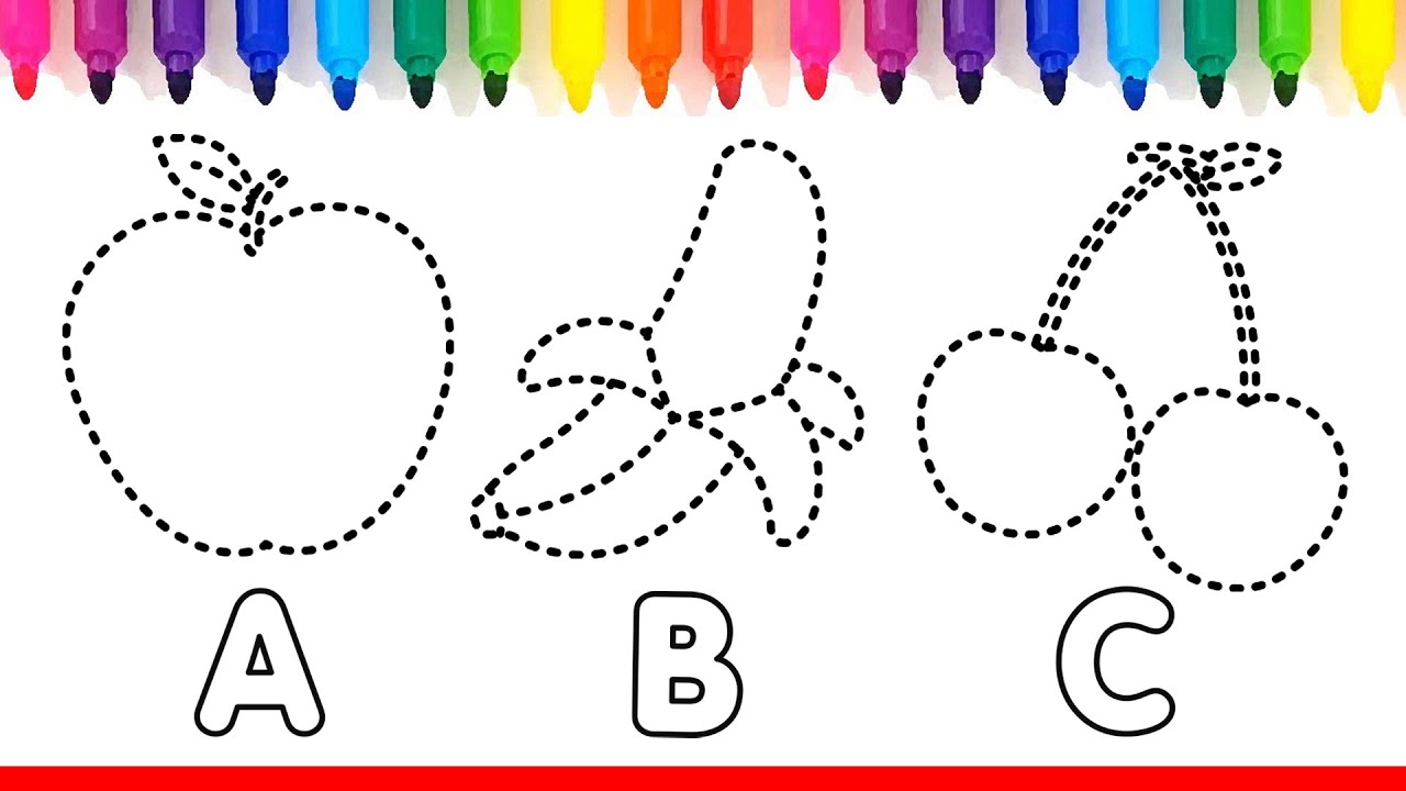 알파벳 대문자 ABC와 영단어 배우기 | 사과 바나나 체리 그림그리기 및 색칠하기 | 유아영어놀이