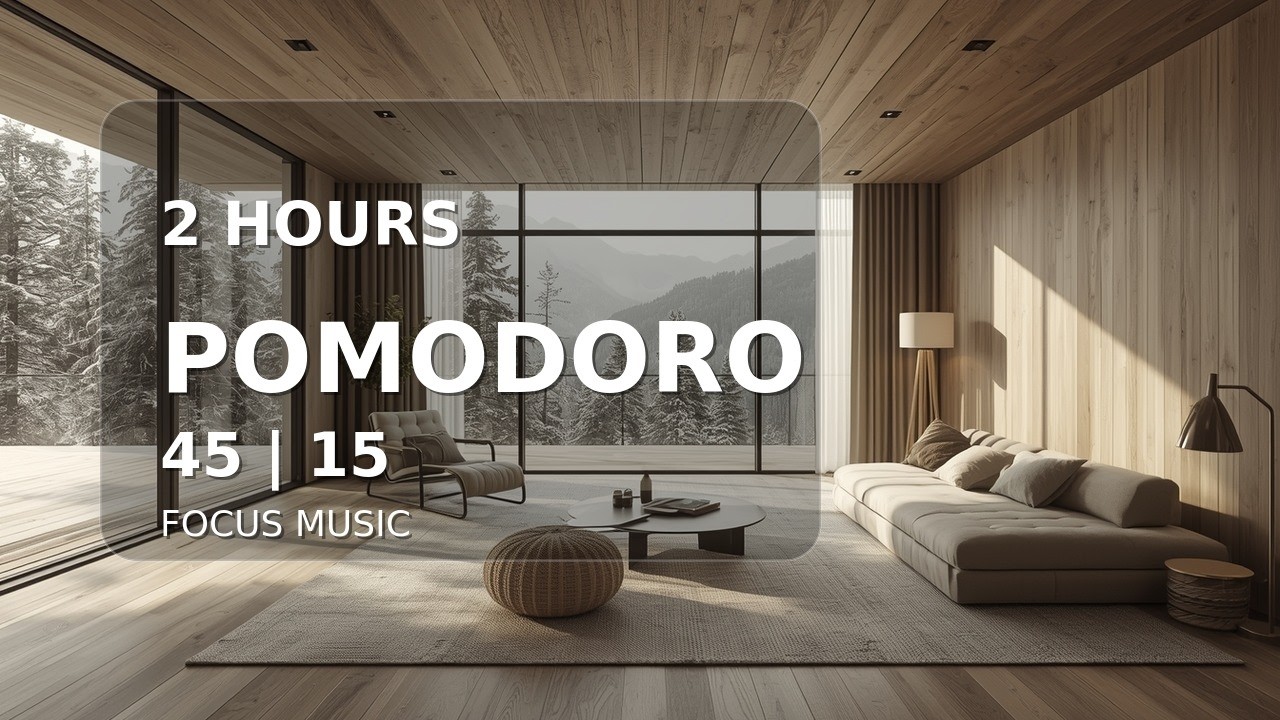 2-Hour Pomodoro Focus Session | Mountain Retreat Workspace