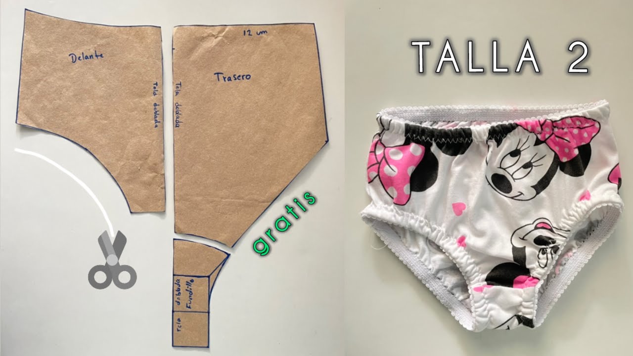 Fácil y rápido: cómo hacer un calzón/trusa para niña (Talla 2) | Incluye molde descargable