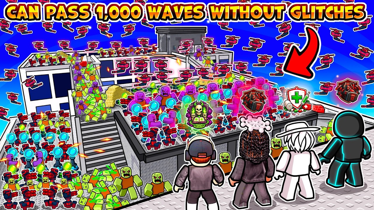 Тестирование сверхмощных баз на каждом уровне сложности в Roblox Survive Zombie Arena