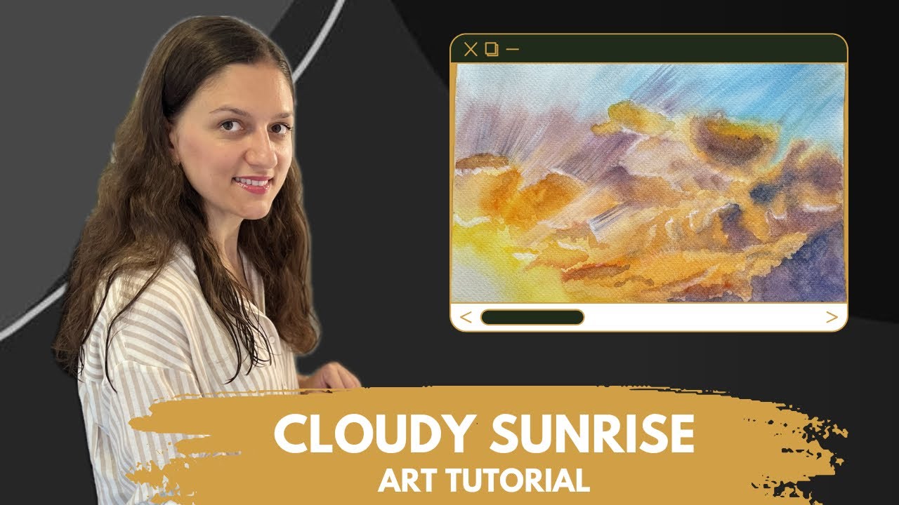 Cloudy sunrise in watercolours, free art tutorial