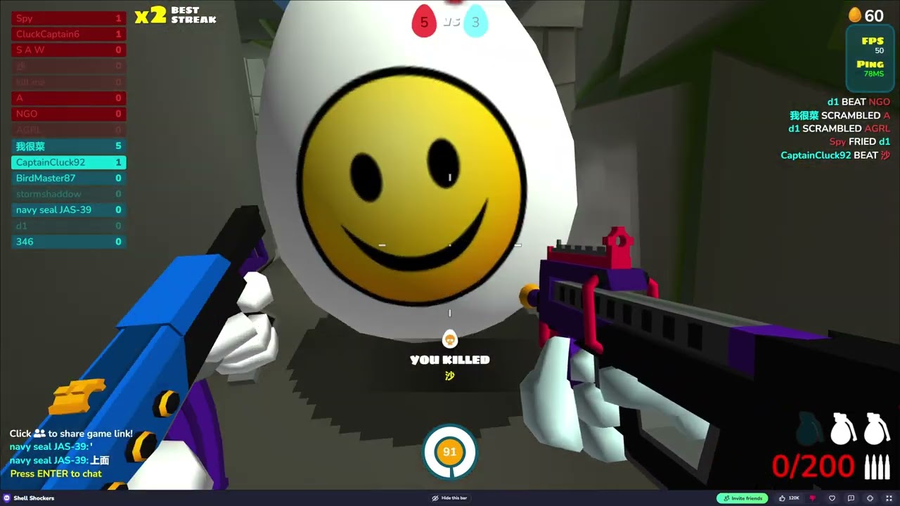 Shell Shockers gamep,lay on crazygames