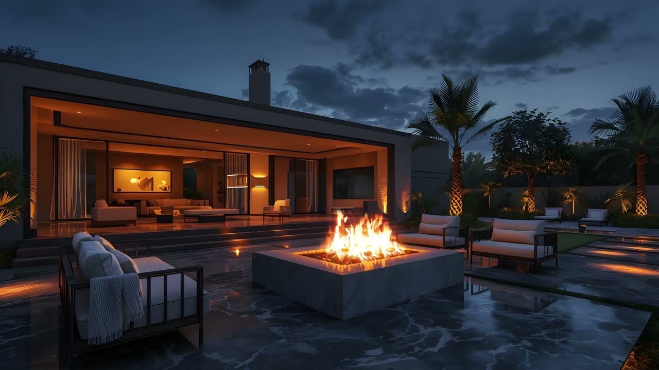 Relaxing Cozy Fireplace in Backyard 🔥 | 4K Ultra Realistic Cozy Relaxing Sounds