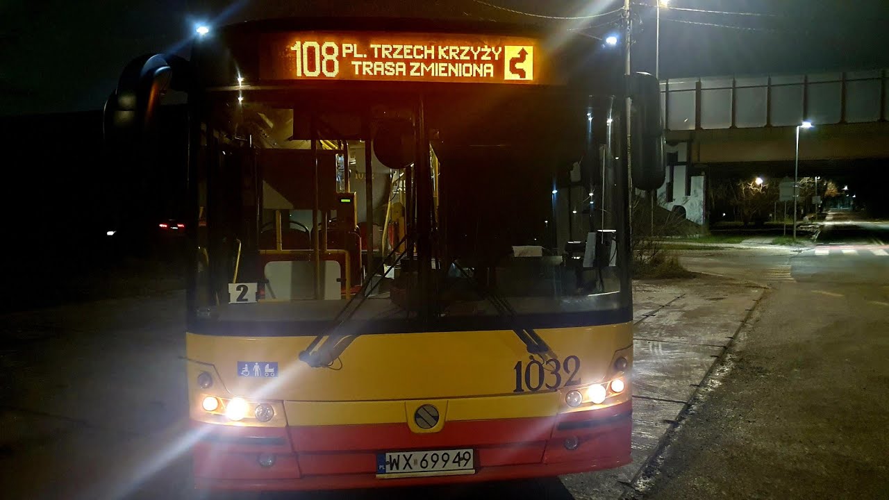 Komunikacja miejska WARSZAWA Linia 108 Ananasowa --- Pl. Trzech Krzyży 11.12.2025