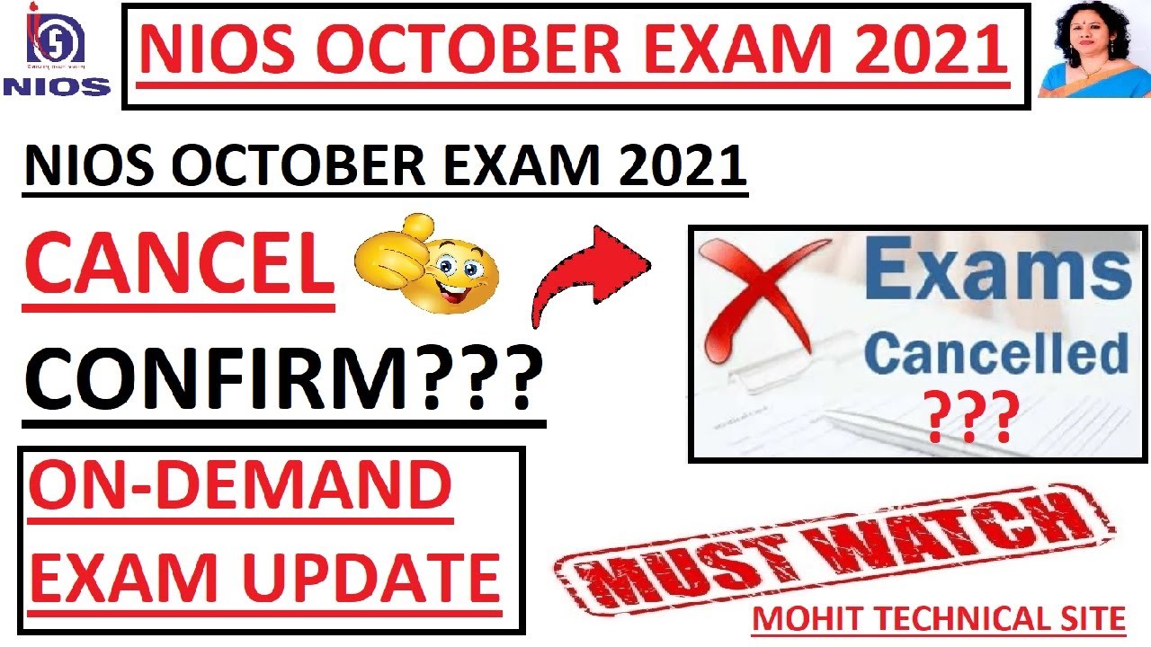 NIOS OCTOBER EXAM 2021 CANCEL CONFIRM or NOT ??? l On-Demand Exam Update l