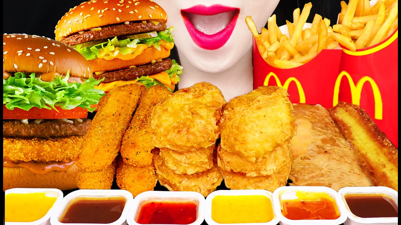 ASMR McDonald's BIG MAC, NUGGETS, FRIES JUNK FOOD 빅맥 치킨너겟 먹방 MUKBANG