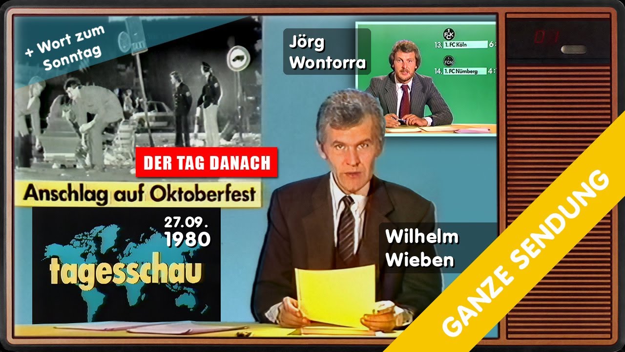 Anschlag Oktoberfest 1980 in der Tagesschau + Sport + Wort zum Sonntag