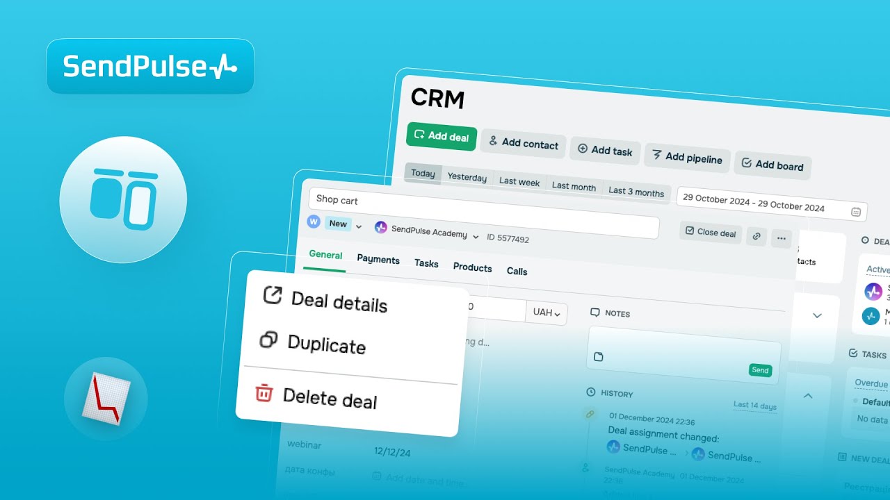 How to manage deals in SendPulse CRM