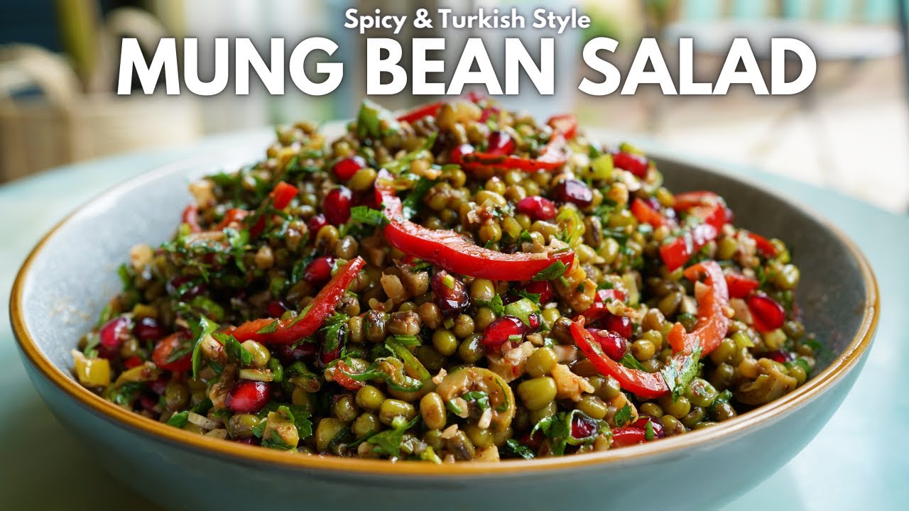 Savory, High Protein Turkish Mung Bean Salad, Mas Piyazi