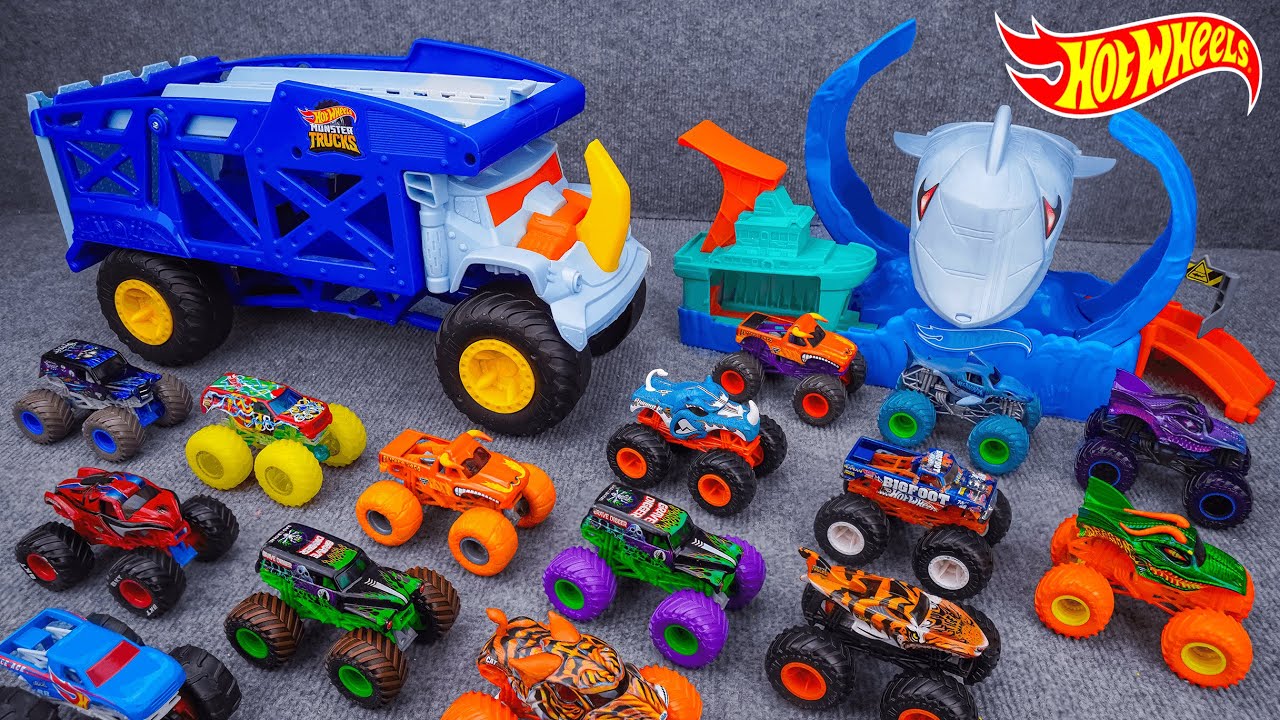 Hot Wheels Collection Unboxing Review ASMR 🔥 Hot Wheels Monster Trucks Rhino Rig Set