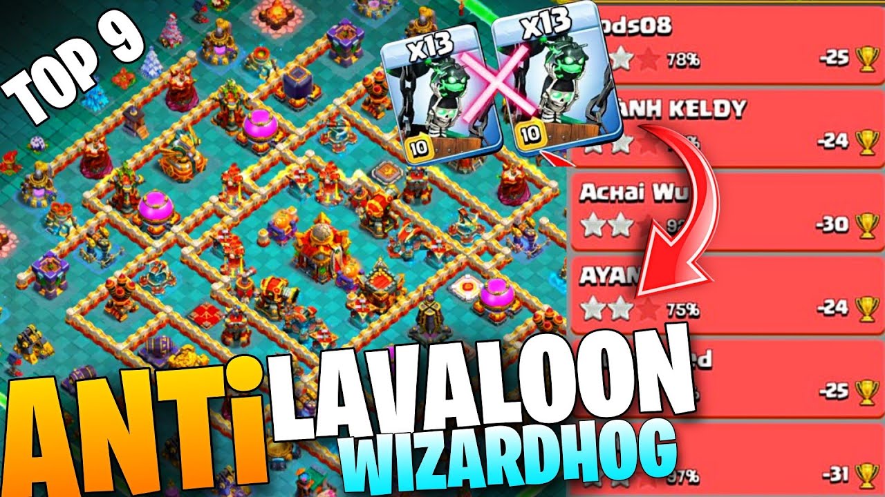 WITH PERFECT TRAPS - TOP 9 ANTI LAVALOON/ WIZARDHOG TOP 9 BASE LINK | TH16 WAR ANTI 2 STAR BASE LINK