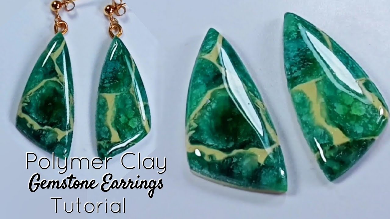 Clay Jewellers: Moss Agate gemstone Earrings tutorial / LoviCraft