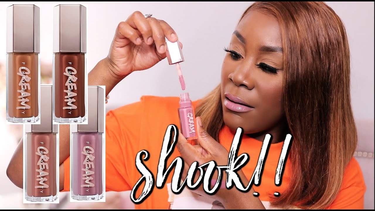 Testing NEW Fenty Beauty gloss bomb CREAM | First impressions + Lip Swatches | Dark skin| Miss Sydz