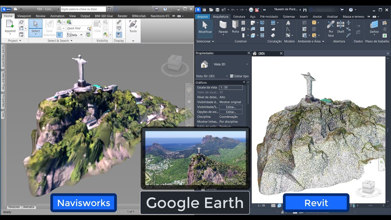 Nuvem de Pontos .dxf e .fbx- Earth Para Revit / Creating Point Cloud .dxf and .fbx - Earth to Revit