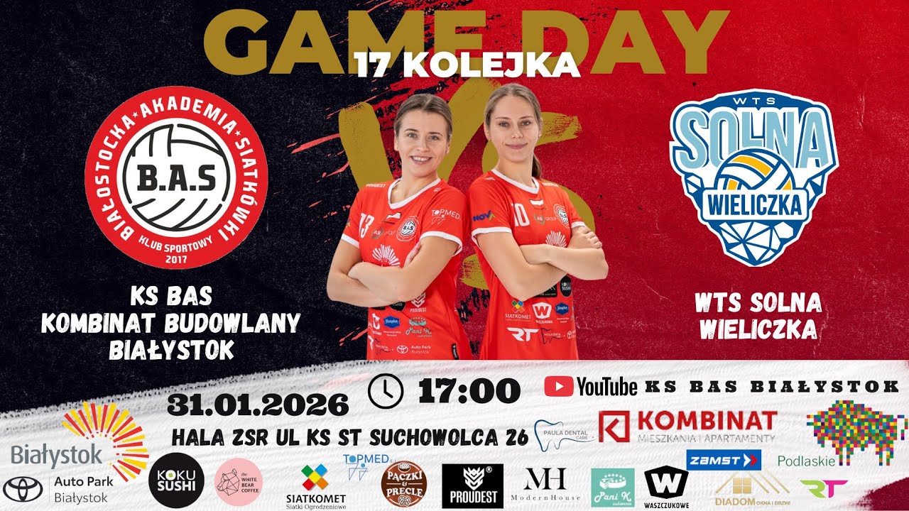 1 Ligi Kobiet 17 Kolejka: KS BAS Kombinat Budowlany Białystok vs WTS Solna Wieliczka