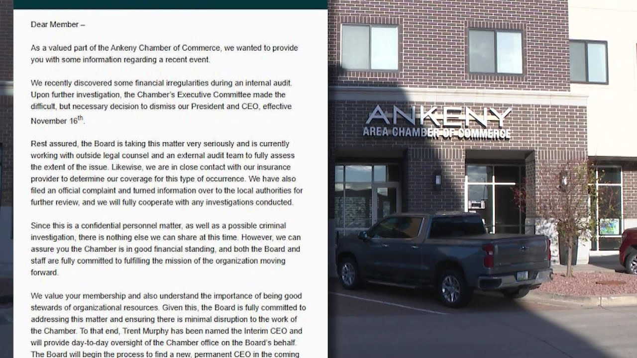 Ankeny Chamber CEO exits amid questions of financial irregularities
