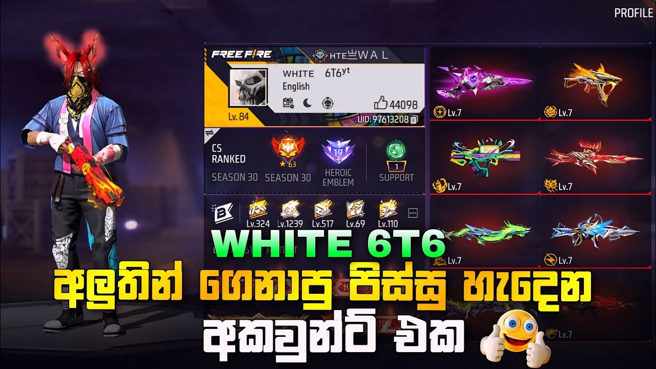 WHITE 6T6 අලුතින් ගෙනාපු සුල්තාන් අකවුන්ට් එක 🔥😍 ALLELITE  LV 84 සුපිරියක් තමා | GAMING 6T6