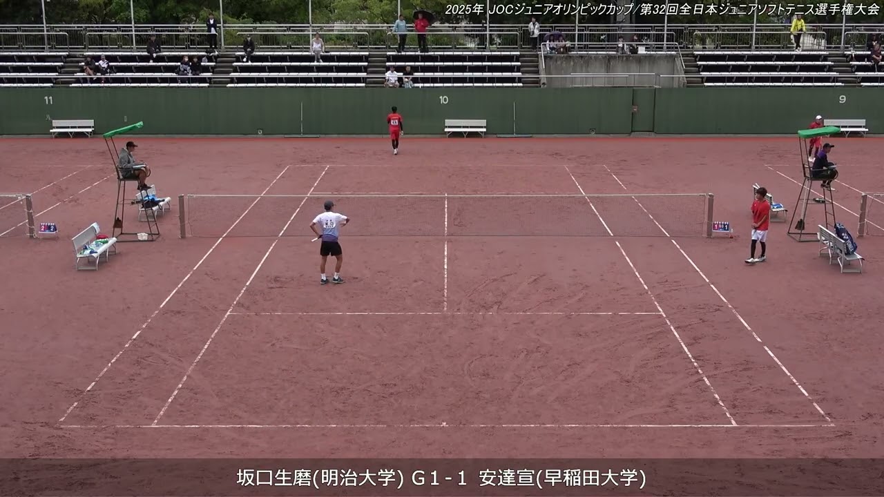 2025年 全日本ジュニアソフトテニス選手権大会 男子U-20 シングルス 決勝T 準々決勝 坂口生磨(明治大学) 対 安達宣(早稲田大学)
